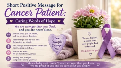 Short positive message for cancer patient with caring words of hope, strength, and emotional support