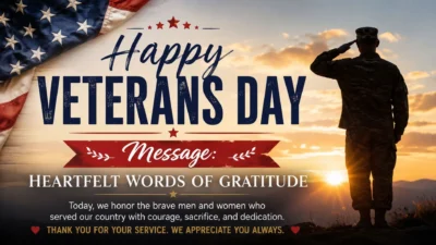 Happy Veterans Day message with heartfelt words of gratitude for veterans