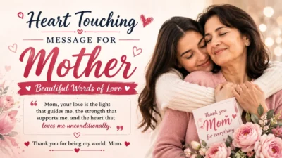 Heart touching message for mother with a loving mother-daughter embrace and beautiful words of love.