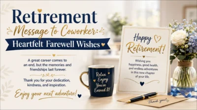 Retirement message to coworker with heartfelt farewell wishes and a retirement card