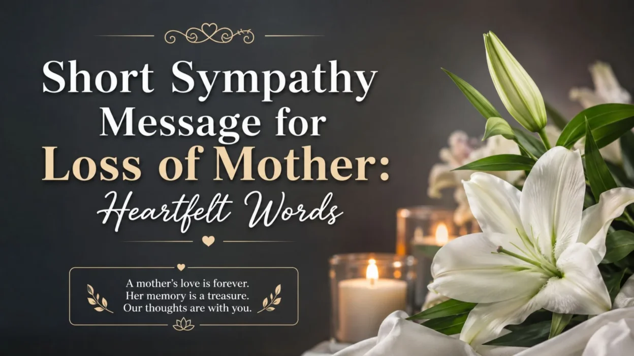 Short sympathy message for loss of mother with heartfelt condolence words and white lilies