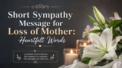 Short sympathy message for loss of mother with heartfelt condolence words and white lilies