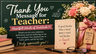 Thank You Message for Teacher with heartfelt words of gratitude and appreciation