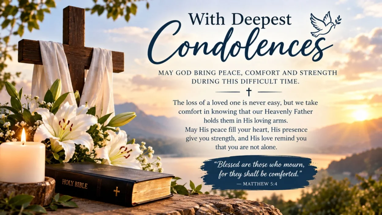 Christian condolence message with comforting words, prayers, and heartfelt sympathy 🙏