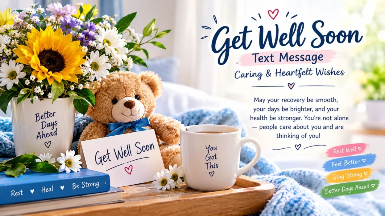 Get well soon text message with caring and heartfelt recovery wishes