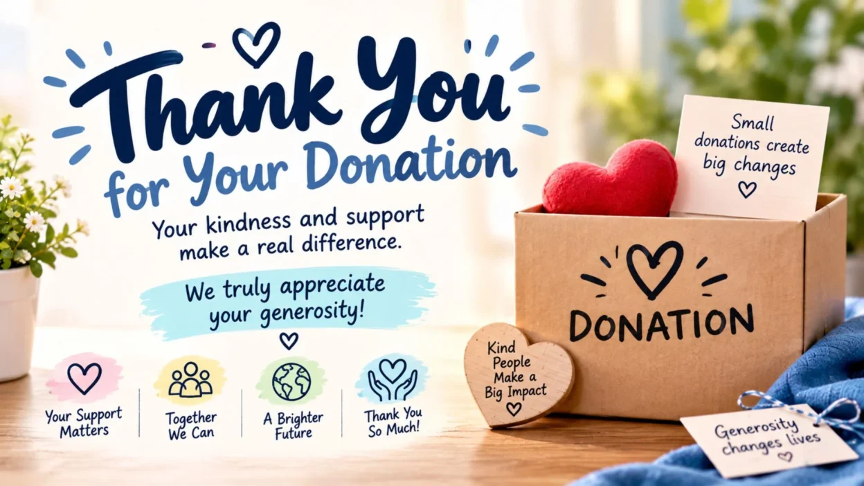Short thank you message for donation with heartfelt words of appreciation 💙🙏