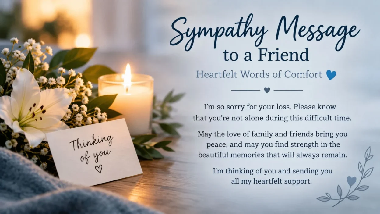 Sympathy message to a friend with heartfelt words of comfort and support 💙